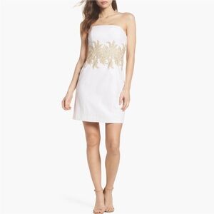 Lilly Pulitzer Kade Strapless Gold Embroidered Dress